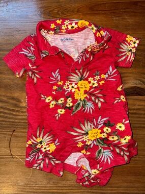 Old Navy Red Floral Polo Romper